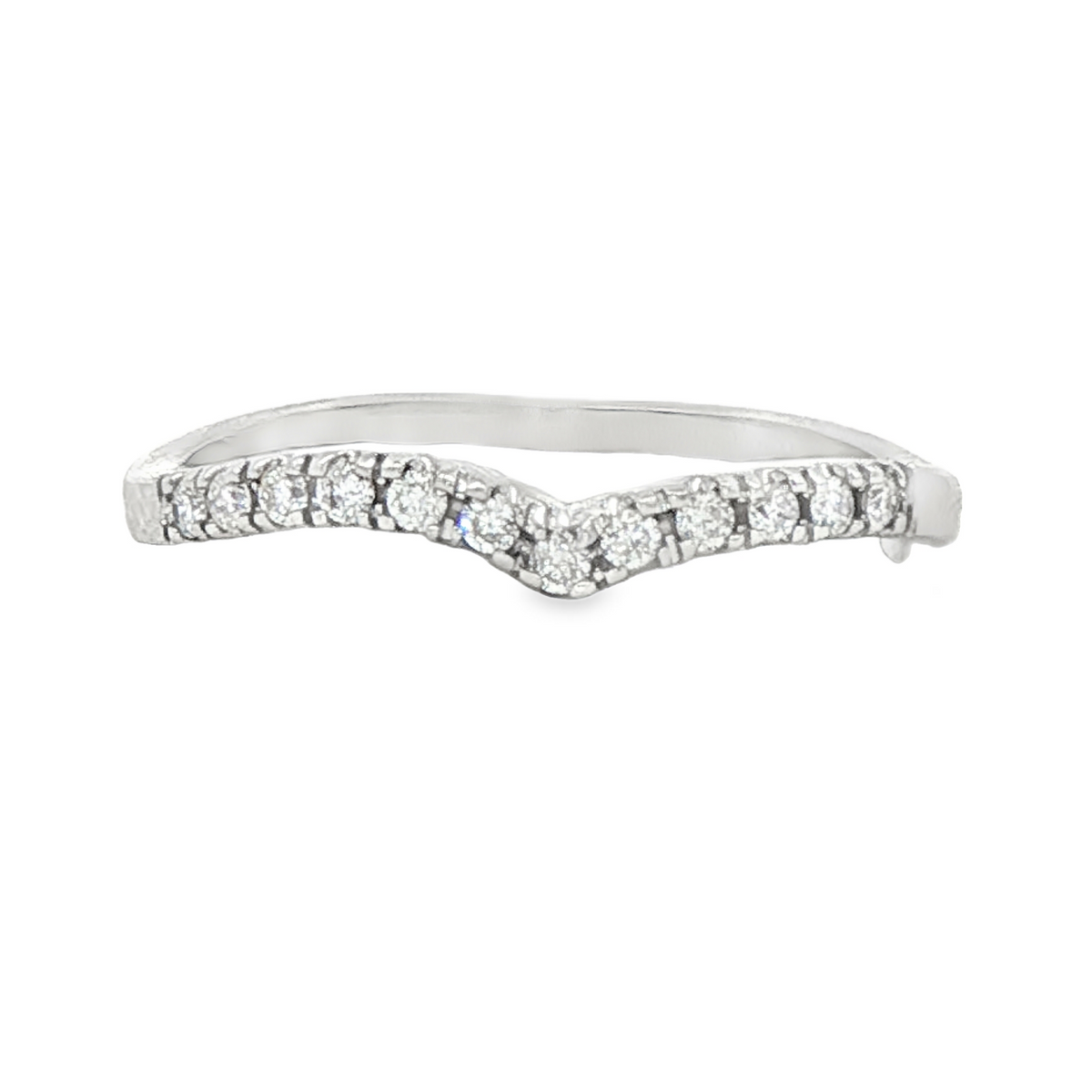 1/6cttw Love Chevron Wedding Band in 14 Karat White Gold