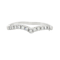 1/6cttw Love Chevron Wedding Band in 14 Karat White Gold
