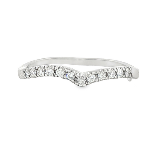 1/6cttw Love Chevron Wedding Band in 14 Karat White Gold