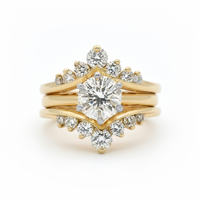Yellow Gold Chevron Wedding Set