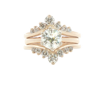 Yellow Gold Chevron Wedding Set