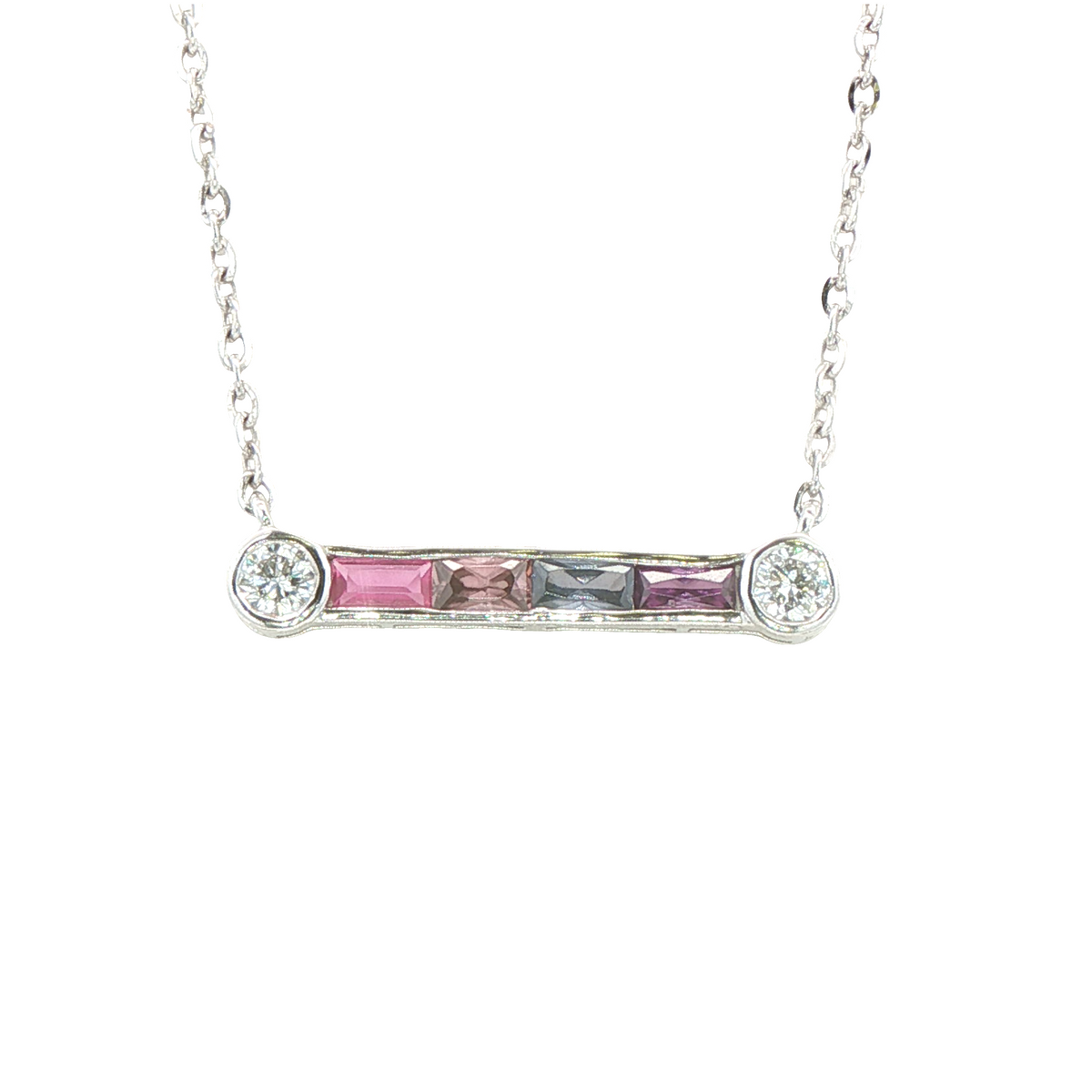 1/3cttw Modern Attached LAB Diamond Pendant/Necklace in 14 Karat White Gold