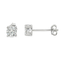 Round Brilliant Diamonds Stud LAB Diamond Silver Earrings