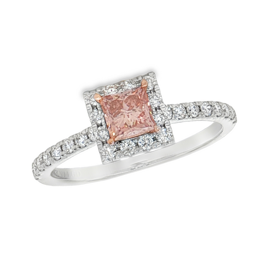 7/8cttw Classic Halo LAB Created in 14 Karat White Gold