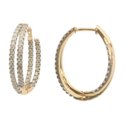 1-1/2 cttw Classic Hinged Lab Diamond Earrings in 10 Karat Yellow Gold