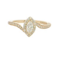 5/8cttw Classic Bypass with Halo Wedding Set in 14 Karat Yellow Gold