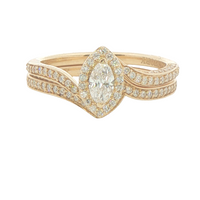 5/8cttw Classic Bypass with Halo Wedding Set in 14 Karat Yellow Gold