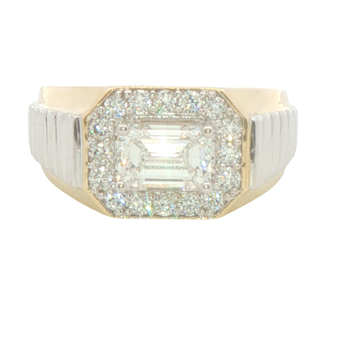 2-1/4 cttw Modern Fashion Gent's Lab Diamond Ring in 10 Karat Yellow and White Gold