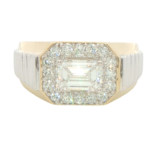 2-1/4 cttw Modern Fashion Gent's Lab Diamond Ring in 10 Karat Yellow and White Gold