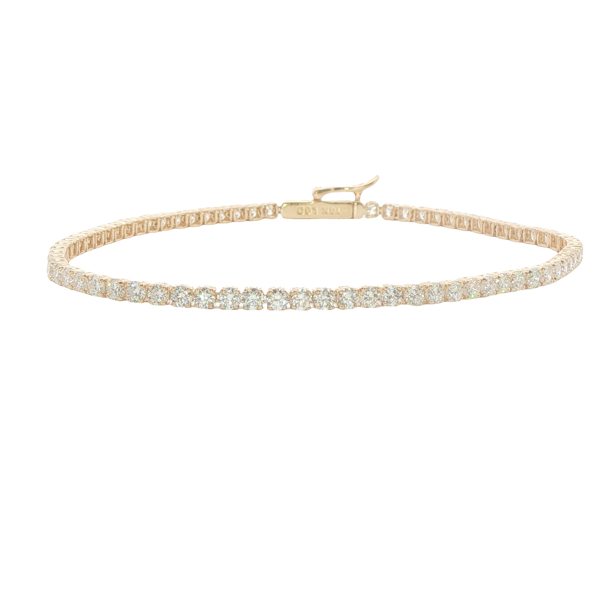 3 cttw Classic Tennis LAB Diamond Bracelet in 14 Karat Yellow Gold