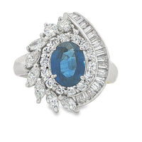 Sapphire Statement Vintage Inspired Ring in PLAT Platinum