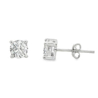 Round Brilliant Diamonds Stud LAB Diamond Silver Earrings