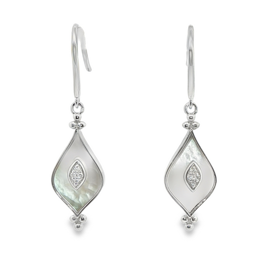 Fantasy Cut Mother Of Pearls Dangle Earrings