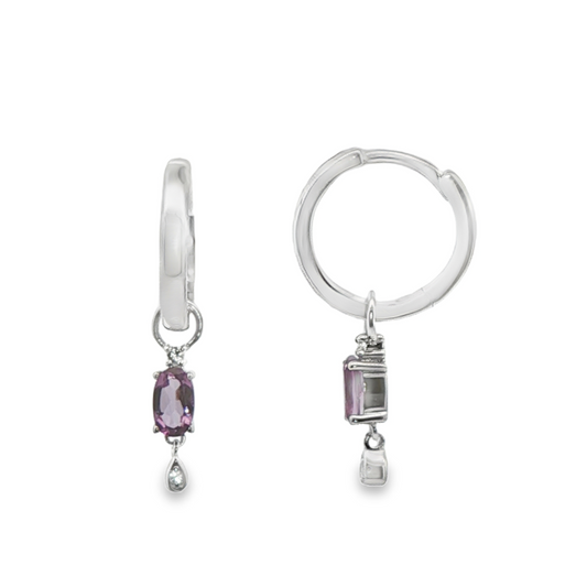 Oval Amethysts Hoop Earrings