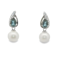 Pearls and Topazes Tear Drop Earrings