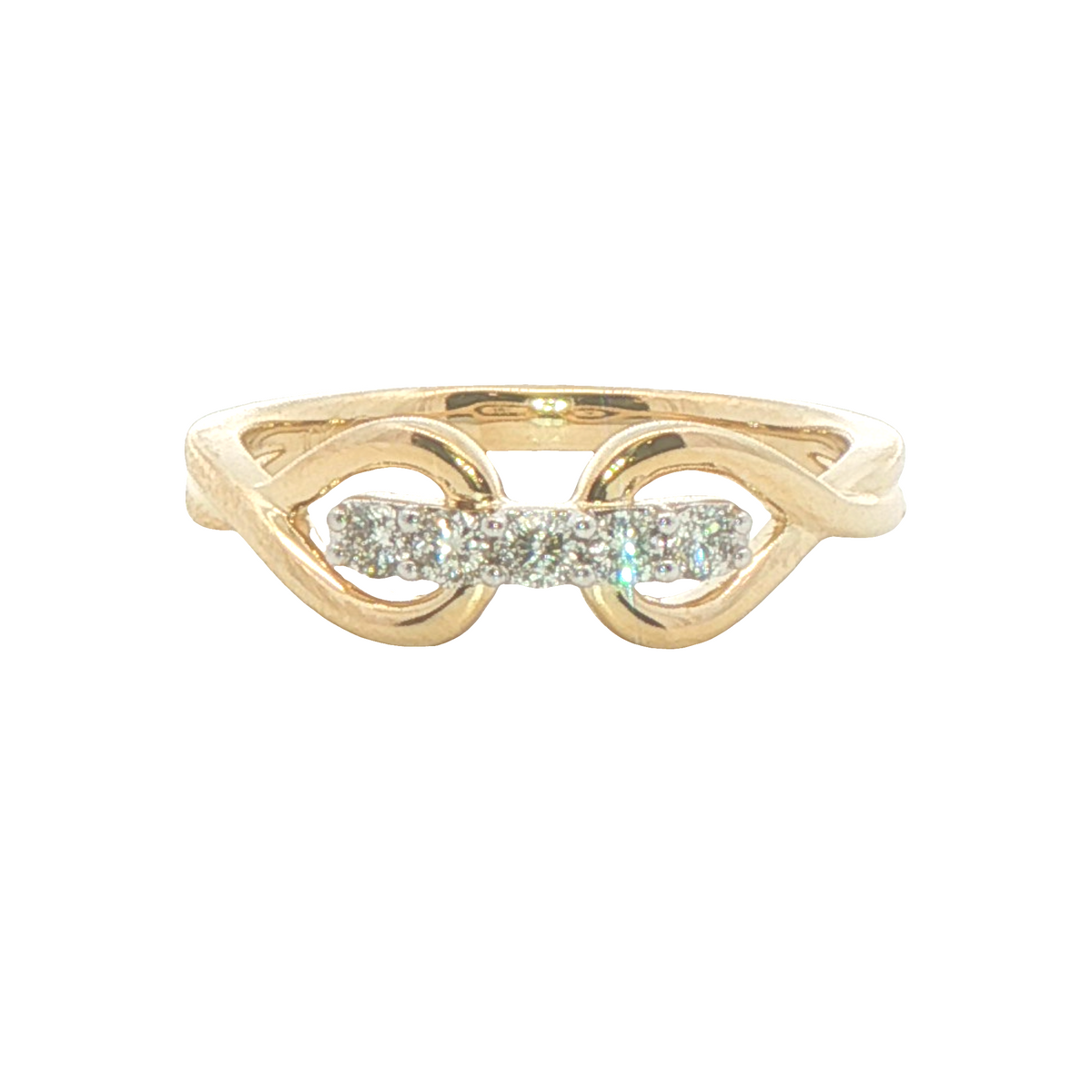 1/5cttw Modern Infinity Fashion Ring in 10 Karat Yellow Gold