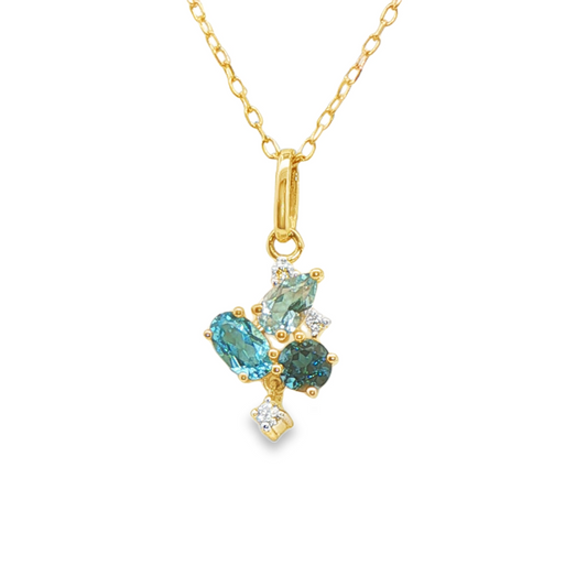 Topazes Modern Pendant in 14 Karat Yellow Gold