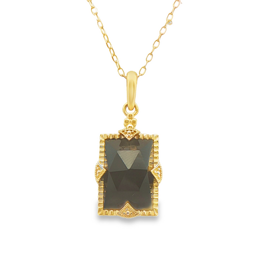 Onyx Vintage Inspired Pendant in 14 Karat Yellow Gold