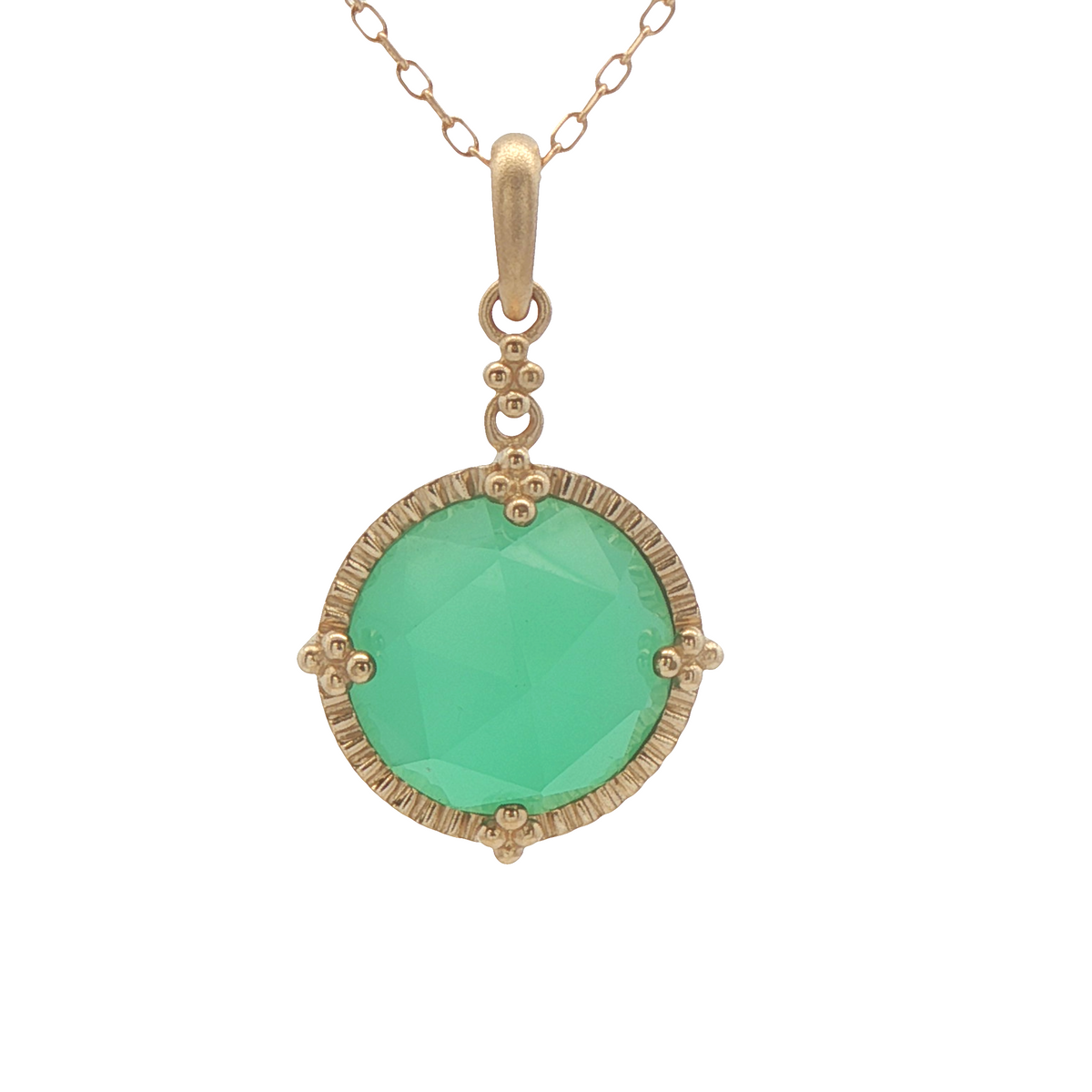 Agate Vintage Inspired Pendant in 14 Karat Yellow Gold