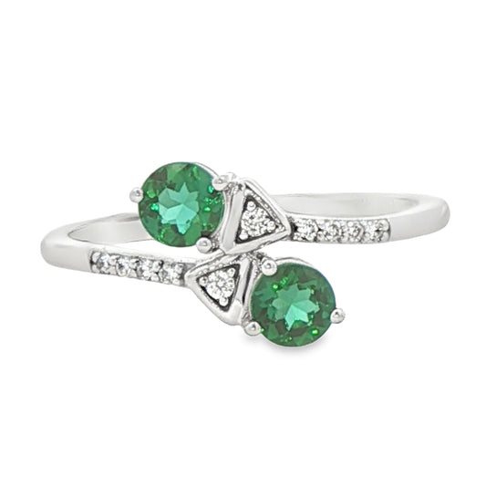 Emeralds Modern Bypass Ring in 10 Karat White Gold
