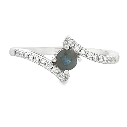 Sapphire Modern Bypass Ring in 10 Karat White Gold
