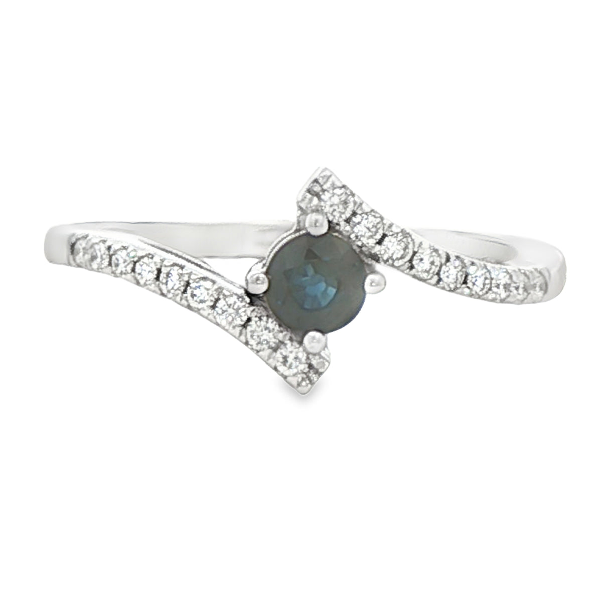 Sapphire Modern Bypass Ring in 10 Karat White Gold