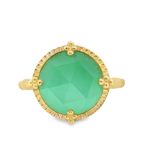 Agate Vintage Inspired Satin Finish Ring in 14 Karat Yellow Gold