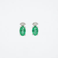 Emeralds Minimalist Accented Earrings in 14 Karat White Gold