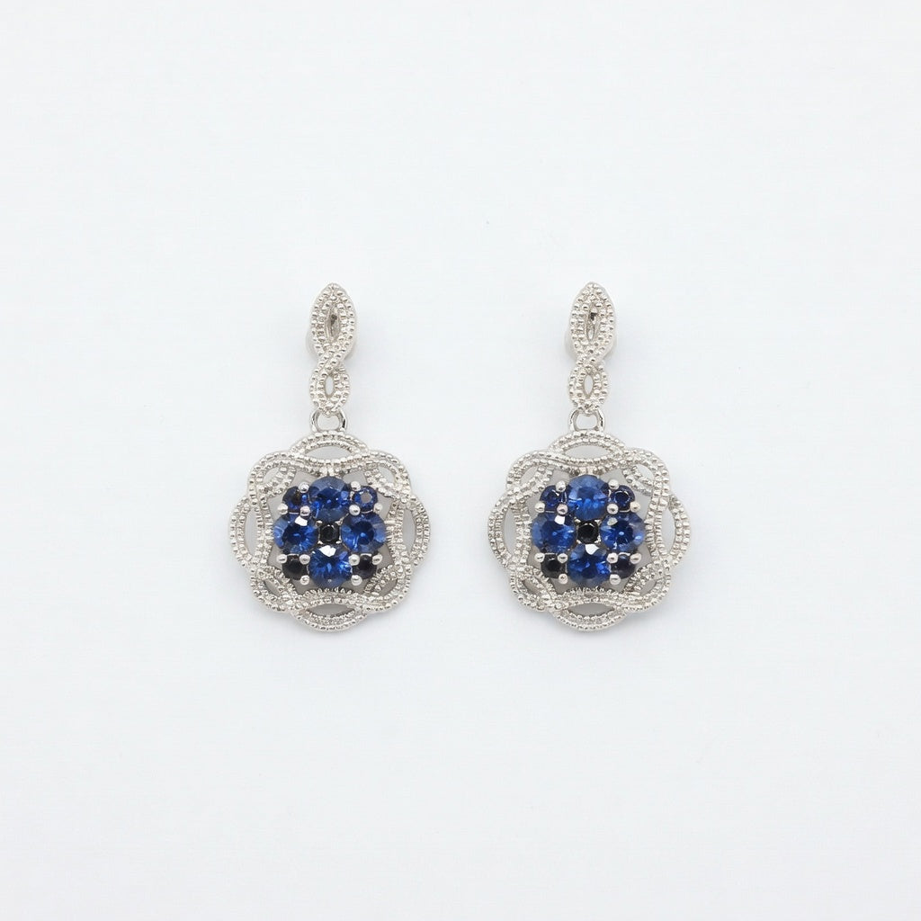 Sapphires Modern Woven Earrings in 14 Karat White Gold