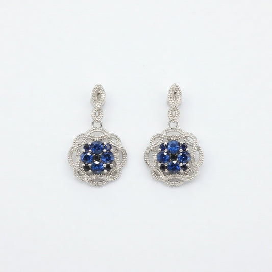 Sapphires Modern Woven Earrings in 14 Karat White Gold
