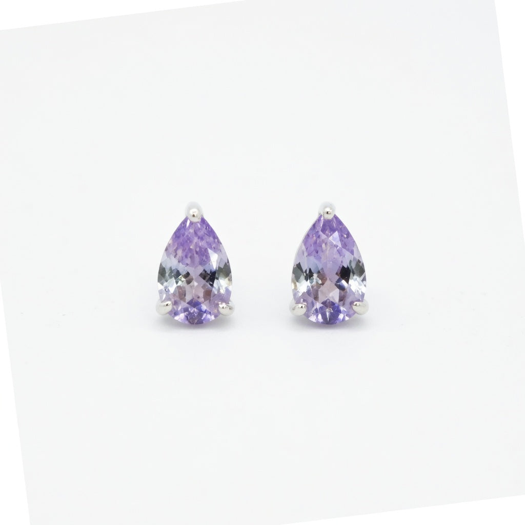 Tanzanites Minimalist Stud Earrings in 14 Karat White Gold