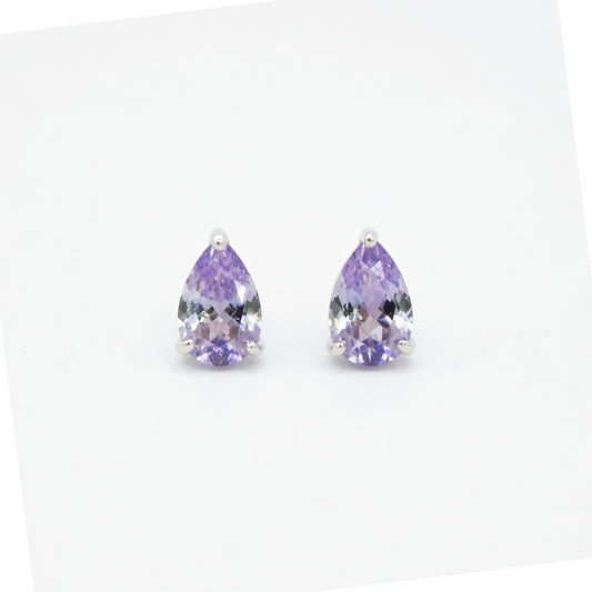 Tanzanites Minimalist Stud Earrings in 14 Karat White Gold