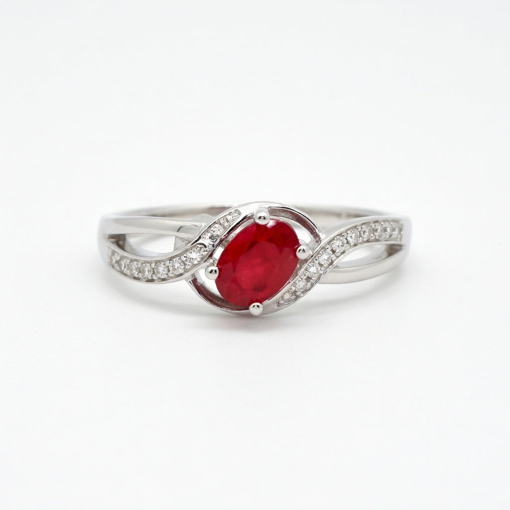 Ruby Classic Bypass Ring in 14 Karat White Gold