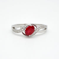 Ruby Classic Bypass Ring in 14 Karat White Gold
