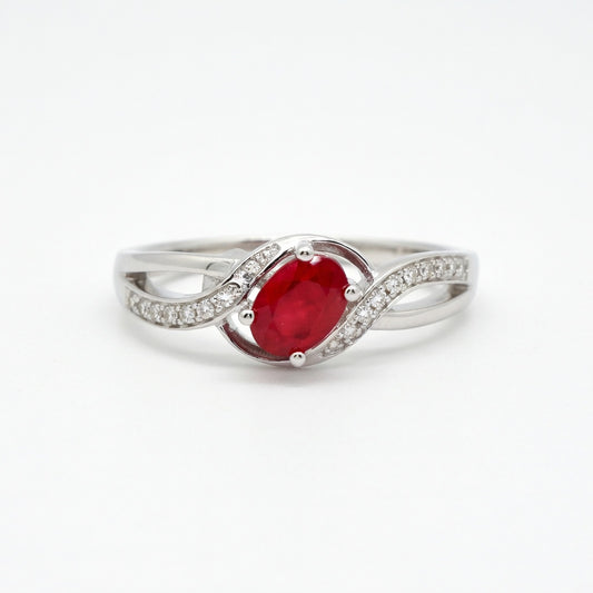 Ruby Classic Bypass Ring in 14 Karat White Gold