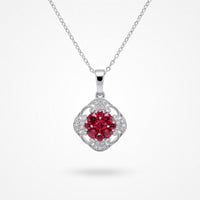 Rubies Vintage Inspired Pendant in 14 Karat White Gold