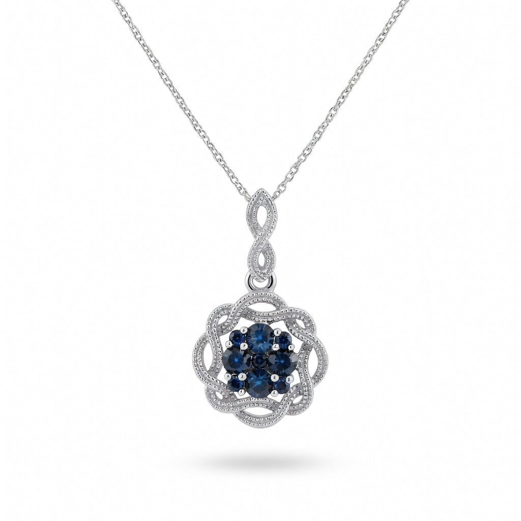 Sapphires Classic Pendant in 14 Karat White Gold