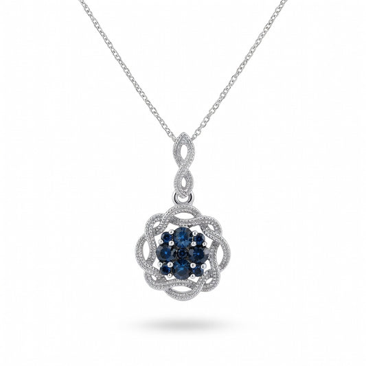 Sapphires Classic Pendant in 14 Karat White Gold