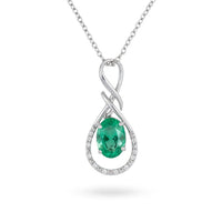 Emerald Modern Pendant in 14 Karat White Gold