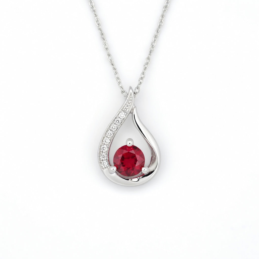 Ruby Modern Pendant in 14 Karat White Gold