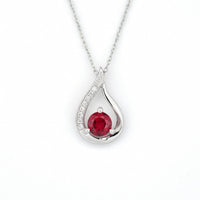 Ruby Modern Pendant in 14 Karat White Gold