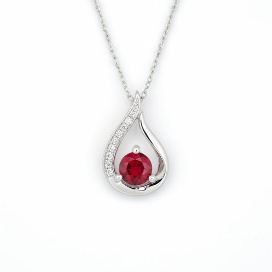 Ruby Modern Pendant in 14 Karat White Gold