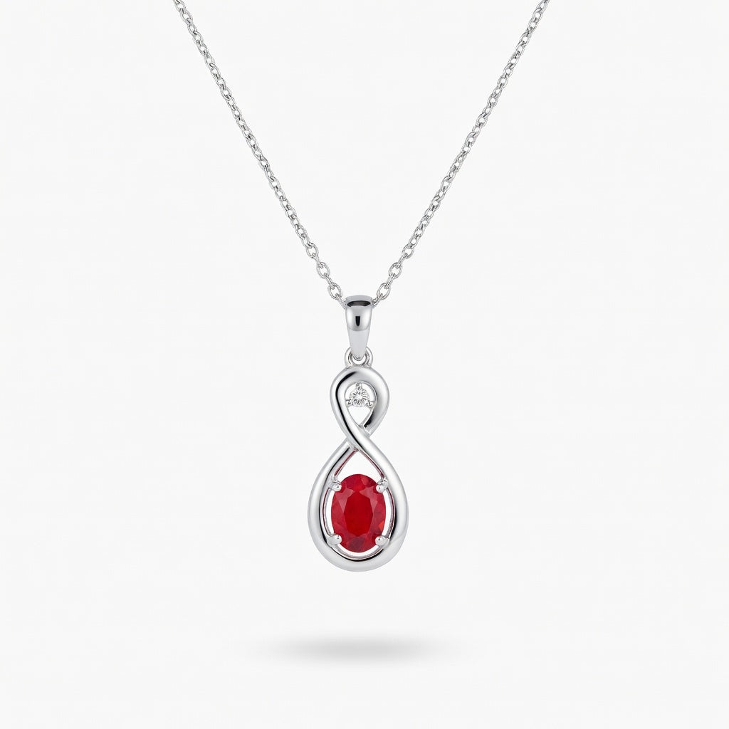 Ruby Classic Pendant in 14 Karat White Gold