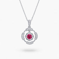 Ruby Vintage Inspired Pendant in 14 Karat White Gold
