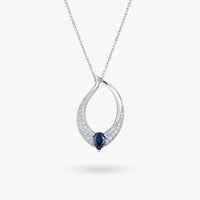 Sapphire Modern Pendant in 14 Karat White Gold