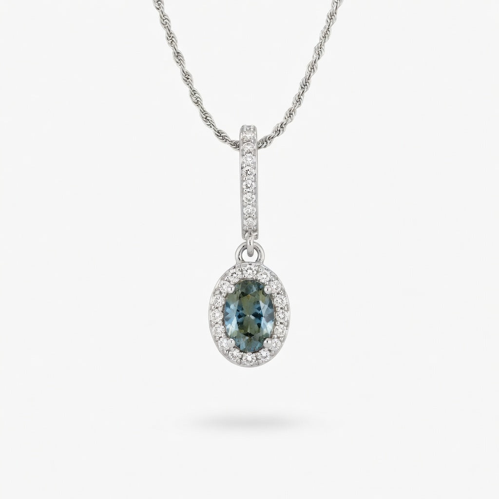 Sapphire Classic Pendant in 14 Karat White Gold
