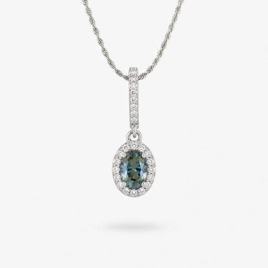 Sapphire Classic Pendant in 14 Karat White Gold
