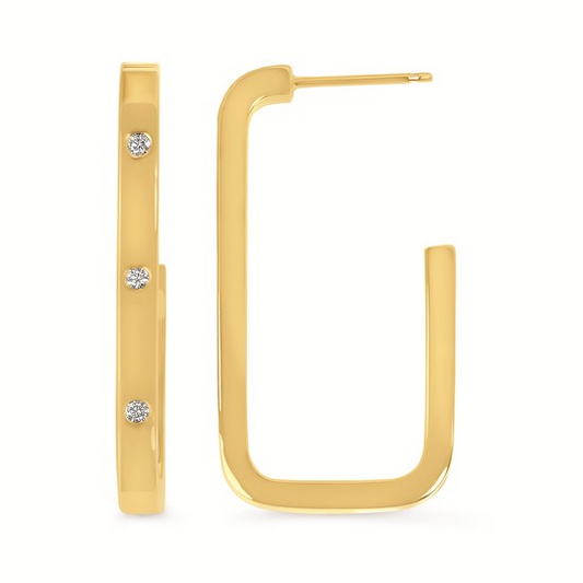 1/10 Cttw. Diamonds J Hoop Geometric Earrings