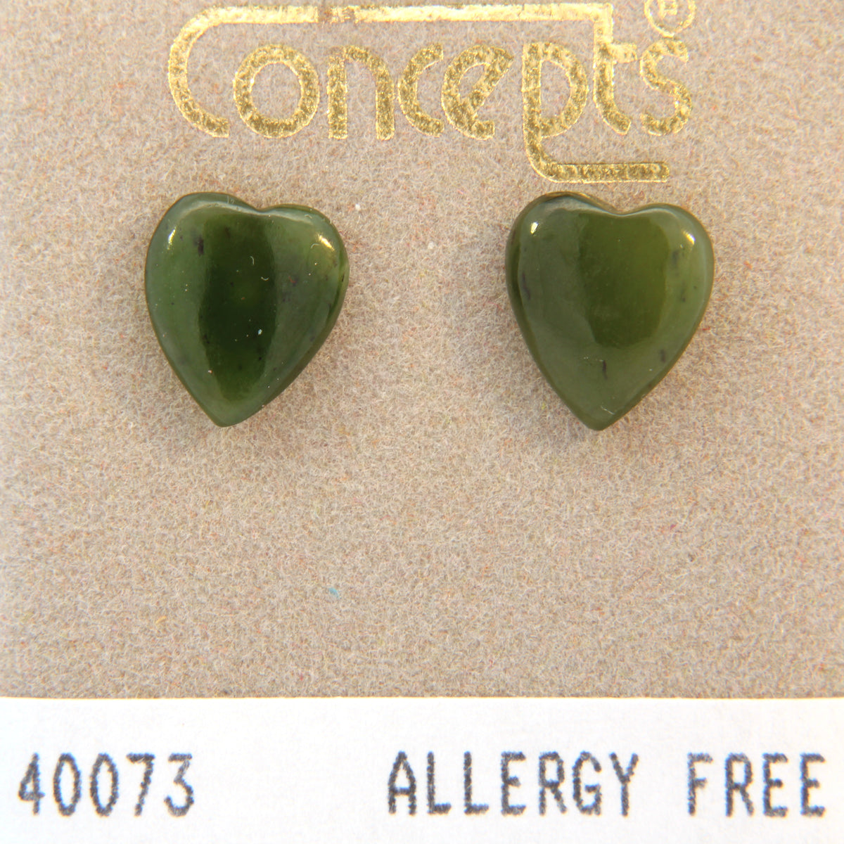 24K Gold Plated Surgical Stainless Steel Jade Heart Stud