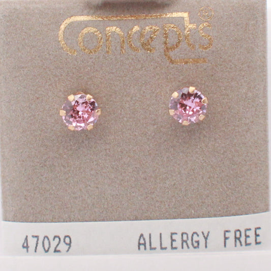 Surgical Stainless Steel Pink CZ Stud